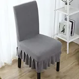 Ricemru Rock Stuhl Bezüge 4 Stück Grau Stuhlhussen Universal Stretch Dicker Stoff Stuhlhussen Landhaus Elegant Stuhlbezug Stuhlschutz Abnehmbare Abdeckung Esszimmer
