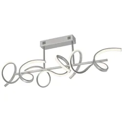 LED-Deckenleuchte, silberfarben, 3 geschwungene Leuchtarmen, Dimmfunktion