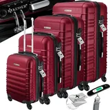 Kesser KESSER® 4tlg. Hartschalenkofferset Hartschalenkoffer Reisekoffer Set Reisekofferset Trolley Koffer Inkl. Kofferwaage + Gepäckanhänger Rollkoffer Schloss 4 Rollen ABS-Hartschale Teleskopgriff S-M-L-XL