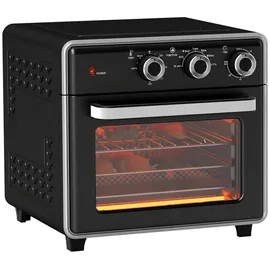 Homcom Minibackofen mit Umluft 20L Mini Ofen mit Backblech, Grillrost und Krümelblech, 90 °C-230 °c Heißluftfritteuse mit 5 Modi, Frittierkorb, 60 Min. Timer, 1400W, Metall