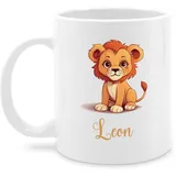 Tasse Tassen 325ml - Löwen - Löwe König der Tiere Leu mit Namen - Zootiere Tiermotiv - 325 ml - Weiß - tiermotiven einem löwenmotiv leon kaffeetassen name tier kinder lion leo lions loewen