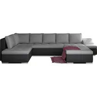 Wohnlandschaft mit Bettfunktion Polstergarnitur Ecksofa mit Schlaffunktion und Bettkasten Couch für Wohnzimmer Schlafsofa Sofagarnitur Sofa Eckcou... - Dunkelgrau/Schwarz
