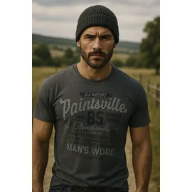 MAN'S WORLD T-Shirt MAN'S WORLD, Herren, Gr. 4XL (68/70), grau (dunkelgrau), Single Jersey, Obermaterial: 100% Baumwolle, bedruckt, normal, Rundhals, Shirts T-Shirt, Kurzarm, mit stylischem Print, Rundhalsausschnitt, aus Baumwolle, Topseller