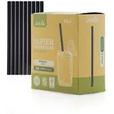 Sovie Trinkhalm in Schwarz aus Papier FSC®, Ø 8 mm / 15 cm, 150 Stück