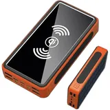 Solar-Ladegerät 100000Mah Tragbare Powerbank Kompaktes Hochgeschwindigkeits-Ladegerät Externer Backup-Akku Große Kapazität Für Smartphones, Tablets, Spielkonsolen(Orange)