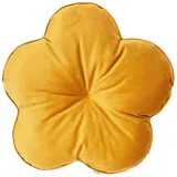 beties - Samt&Sonders Serie - Kissen Blume ca. 50 Ø cm; Blümchen-Kissen, Bodenkissen, Sitzkissen, Wohndekoration & Plüsch-Wurfkissen für Bett, Sofa, Sessel zur Deko-Stofftiere (Curry-senf)