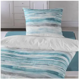 Traumschlaf Seersucker Wellen Blau 200 x 220 cm + 2 x 80 x 80 cm