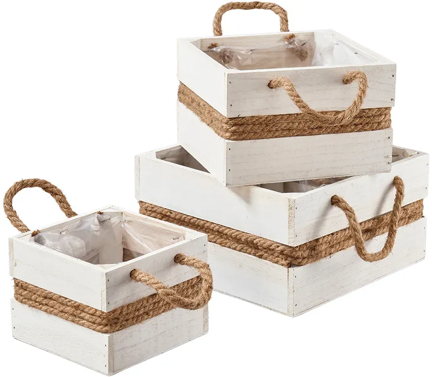 Kasten Holz S/3 15x15x11/20x20x13cm 25x25x14cm  - natur