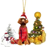 Acryl-Hundeanhänger, Weihnachtsbaum-Hängeornament, Katze und Hund, Weihnachtsauto-Dekoration für Baumsims-Dekoration-2