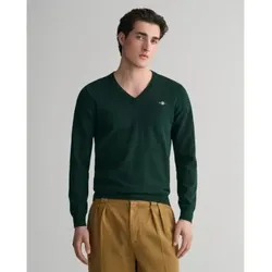 Gant für Herren. 8030562 Klassischer grüner Baumwollpullover mit V-Ausschnitt V-Ausschnitt (XXL), Lässig, Baumwolle