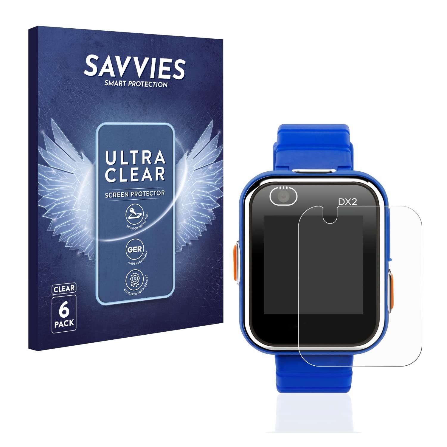 Savvies 6 Stück Schutzfolie für Vtech Kidizoom Smart Watch DX2 Displayschutz-Folie Ultra-Transparent