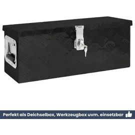 deluke DELUKE® Aluminiumbox mit Deckel Abschließbar Alubox Deichselbox Alu Anhängerbox Werkzeugkiste Transportbox Metallkiste, 60x23,5x23cm Schwarz
