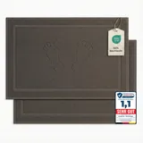 Komfortec Badvorleger Set 2 Teilig, Frottee Duschvorleger, Waschbar Duschmatte & Badteppich, 800 g/m2 &100% Baumwolle, Saugfähig & Schnelltrocknend, 50 x 80 cm, Anthrazit Grau