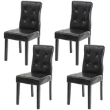 4er-Set Esszimmerstuhl HWC-E58, Stuhl Essstühle Kunstleder schwarz, dunkle Beine