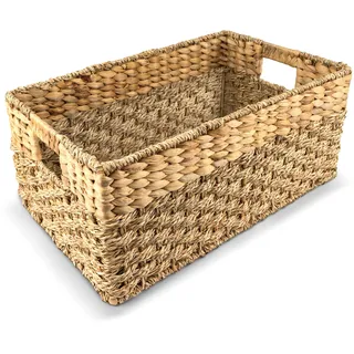 Aufbewahrungskorb Weidenkörbe für die Organisation (mittel) gewebter Korb, 1 x mittelgroßer Weidenkorb, Wasserhyazinthe und Seegras Körbe, rechteckige Körbe für Regale, rustikale Körbe, rustikale