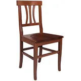 Dmora - 2er Set Wohnzimmer- oder Küchenstühle, Landhausstil, Buche massiv, cm 44x44,5h89, Nussbaumfarbe