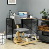 Ergonomischer Kniestuhl 51x84x93 Cm Grau Aus Polyester Mit Birkenholzgestell Und Rückenlehne