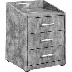 Nachtkonsole ED EXCITING DESIGN "Moon", grau (grau, infinity 15 grau), B:47cm H:61cm T:46cm, Sideboards, mit LED-Beleuchtung und USB-Anschluss & USB-C-Anschluss