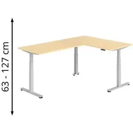 Hammerbacher Winkelschreibtisch XDSMW Ahorn / Silber
