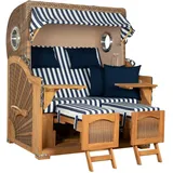 Mr. Deko Strandkorb Düne Grande Bullauge Teak PE Banana Dessin 518