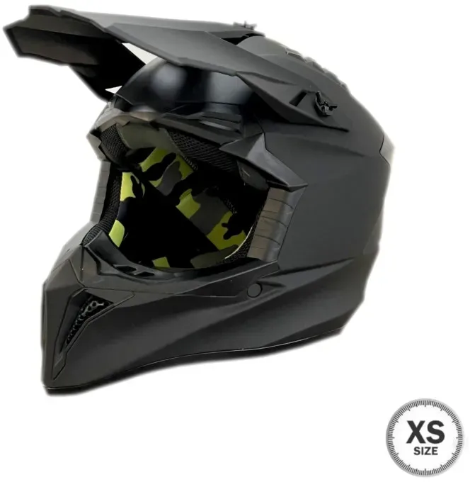 Kinderhelm für Motorrad, ATV, Fahrrad – Enduro, Motocross – Größe XS (47–48 cm), Schwarz matt