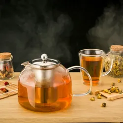 Monzana Teekanne Glas mit Edelstahl Sieb 1,5 L
