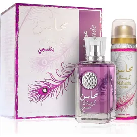 Lattafa Mahasin Crystal Violet Eau de Parfum 100 ml + Deo Spray 50 ml Geschenkset