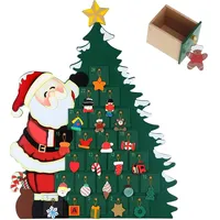 Bakaji Adventskalender aus Holz mit 24 nummerierten Schubladen für Überraschung Dekoration Weihnachtsdekoration Haus (Weihnachtsmann mit Baum)