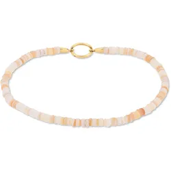 Fußkette TAMARIS "Schmuck Geschenk Edelstahl Körperschmuck All About Beads", gelbgoldfarben, weiß, beige, natur, weiß, beige, natur, Fußkettchen, Edelstahl, mit Naturstein