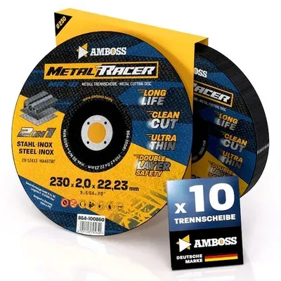 10x  Metal Racer Trennscheibe | Ø230 mm - 2 mm -  22.23 mm | | Amboss Metal Racer Metall-Trennscheiben