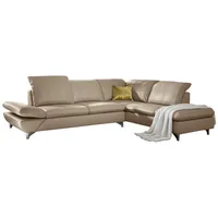 W.Schillig Ecksofa taoo, elegant und zeitlos, bequem, L-Form, mit Sitziefenverstellung & Kopfteilverstellung grau
