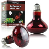 LUCKY HERP Reptilien Wärmelampe Terrarium, Rotlichtlampe Wärmelampe heizlampe 100W 2er-Pack, Infrarotlampe Wärmelampe Tiere für Schildkröten, Bartagamen, Hühner, Hunde