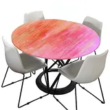 Morbuy Rund Tischdecke Elastisch, Nordic Graffiti Rund Tischdecken Wasserdicht Lotuseffekt Abwaschbar Abwischbar Tischtuch für Dekoration Küchentisch Garten Outdoor (Durchmesser 100cm,Orange Pink)