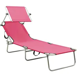 vidaXL Klappbare Sonnenliege mit Dach Stahl Magento Rosa