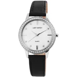 Just Watch Damen-Uhr Obermaterial Echt Leder Strass JW192 Analog Quarz JW10035 (schwarz)