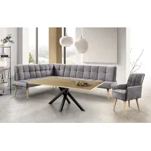 exxpo - sofa fashion Eckbank EXXPO - SOFA FASHION "Latte", cappuccino, B:254cm H:95cm T:196cm, 100% PES, Sitzbänke, Eckbank, moderne Sitz- und Rückensteppung, bequem und elegant, hoher Holzfuß