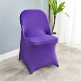 LinFortune Stuhlhussen für Klappstühle Spandex Stretch Stuhlhussen für Klappstühle im Freien Stuhlhussen für Hochzeiten Partys Feiertage Bankette Feiern (12 Stück Lila)