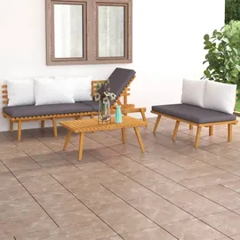 vidaXL 3-tlg. Garten-Lounge-Set mit Kissen braun/weiß