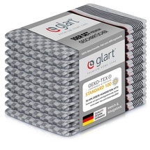 Glart 48GS 10er Set Premium Grubentücher, Geschirrtücher Küchentücher Geschirrhandtücher Küchenhandtücher, 100% Baumwolle OEKO-TEX, 45x90 cm, schwarz, vorgewaschen