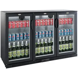 Hintere Bar Gekühlt Schwarz 3 Glastüren 330 Liter R600a 3330Glas/Klapp 1350x520x900mm COMBISTEEL