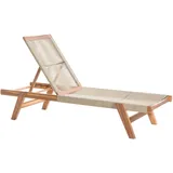 Beliani Gartenliege Beige Heller Holzfarbton 190x64x35
