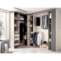vente-unique Kleiderschrank Kleiderschranksystem - B. 164/234 cm - Eichefarben & Anthrazit - DORIAN
