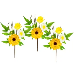 Kunstzweig I.GE.A. "Dekozweig Gerbera Margeriten", gelb, B:14cm H:24cm L:6cm, Polyester, Kunstpflanzen, 3er Set Zweig Einzelblumen Kunstblumen Blumen Dekozweige