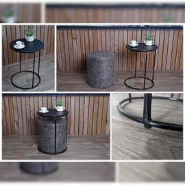 Mendler 2er-Set Sitzhocker und Beistelltisch HWC-K48, Kaffeetisch Tisch Hocker, MVG-zertifiziert MDF Metall Kunstleder ~ schwarz