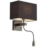 Qazqa LED Leselampe Bergamo, ohne Leuchtmittel, Warmweiß, QAZQA Lese­leuchte, e27, gunmetal, Stahl, Modern