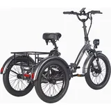 Fafrees Elektro Dreirad 20 Zoll Elektro Dreirad Fahrrad Klapprad E-Bike Lastenfahrrad 48V 18,2AH Akku Bis 55-110KM, F20 Mate (Nur kleine Rückenkorb, Blau)