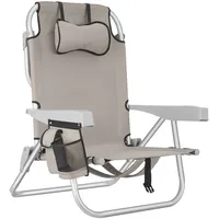 Tectake Strandstuhl Coral Klappstuhl 63 x 78 x 101 cm beige
