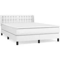VidaXL Boxspringbett mit Matratze Weiß 140x200 cm Kunstleder