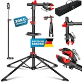 Kesser KESSER® Fahrradmontageständer Profi Reparaturständer Fahrradständer + Tasche Fahrradreparaturständer bis 30 kg Fahrrad Montageständer inkl. Werkzeugschale + Magnetfach, 360° drehbar Mountainbike