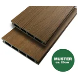 Woodstore24 Terrassendielen WoodoThassos WPC COEX Diele in Holzoptik für den Garten mit Clipsystem, (Hohlkammerdiele 3D Holzoptik, 240 cm Länge, 140 cm Breite, Terrassenboden in teak oder dunkelgrau für Balkon oder Garten Outdoor), WPC Coex Terrassendielen Komplettset mit Clipsystem